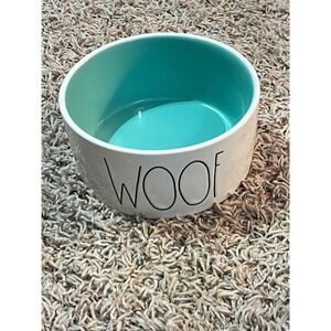 Rae Dunn Artisan Collection by Magenta WOOF Ceramic Pet Dog Bowl‎ Turquoise